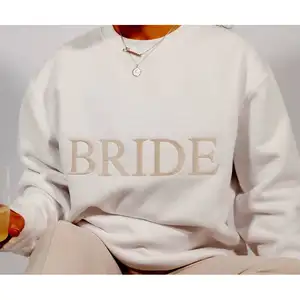 Custom Embroidery Logo Wifey Sweatshirt Crewneck Blank Autumn Bridal Hoodies & Sweatshirts for Brides 100% Cotton Sweatshirt