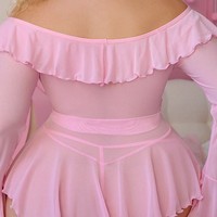 Ensemble de lingerie sexy grande taille pour femmes, vêtements intimes à manches évasées, col en V, Ropa Intima Feminina, tenue de nuit exotique plissée en maille 2 pièces