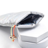 Étuis à lunettes de couleur argent brillant, sacs à téléphone en plumes, pochette à lunettes de soleil colorée avec cordon de serrage