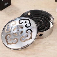 Plaque ronde en acier inoxydable Plaque porte-bobine anti-moustique en spirale Plaque d'encens anti-moustique pour la maison et l'extérieur