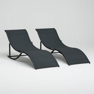 Mueble de exterior moderno, tumbona plegable de aluminio en forma de S, tumbona apilable, tumbona - Product Image 1