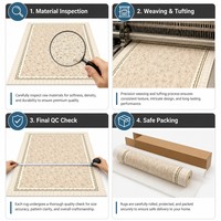 Tapis Crème Style Luxe pour Salon et Chambre – Nouveau, Lavable, Nettoyable, Doux, Facile d'Entretien, Imperméable, Qualité Supérieure Française