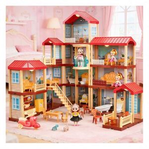 Juego de Muebles de Plástico en Miniatura para Casas de Muñecas, Modelo de Casa en Miniatura para Armar con Accesorios, Juguete Creativo de Regalo para Niños de 5 a 7 Años - Product Image 1