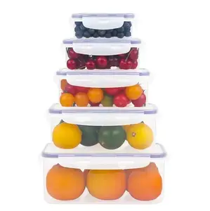 Rectangular Food Storage Container With Airtight Lids, Dishwasher Safe and Microwaveable, 5 Pieces in various Volumes