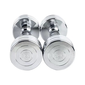 Haltères de musculation à tête ronde 10 kg en acier inoxydable chromé, poids réglable, durables, antidérapants, ensemble - Product Image 3