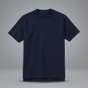 เสื้อยืดคอกลมแขนสั้นสีกรมท่าสำหรับผู้ชาย ทรงปกติ ผ้าฝ้ายเจอร์ซีย์ สีพื้นเรียบ ทอแบบเรียบง่าย สวมใส่สบาย - Product Image 3