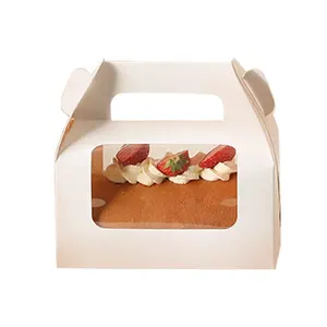 Einfach zu tragen Hot Sale Fashion Style Papier kuchen boxen Souffle Cake Sweet Bakery Paper Verpackungs box mit Griff für Kuchen