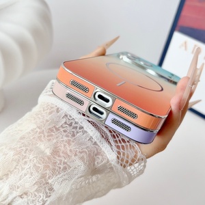 Étui de téléphone magnétique en cuir PU dégradé tendance pour iPhone 17 13 14 15 16 Pro Max 17 Air avec film protecteur d'objectif HD et coque rigide - Product Image 6