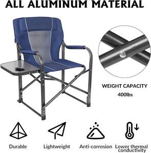 Silla de Director Plegable Mejorada y Extra Grande, Silla de Pesca Portátil, Silla de Playa Portátil con Mesa Lateral para Exteriores - Product Image 4