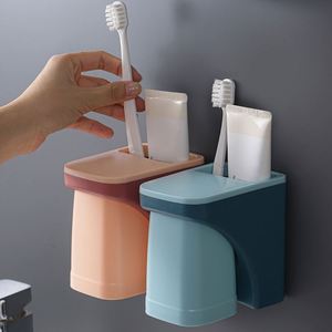 Accessories Magnetic Toothpaste Dispenser <b>Holder</b> <b>Toothbrush</b> <b>Wall</b> Bathroom Tools Set - Product Image 1