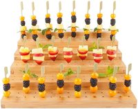 Support élégant pour brochettes en bambou, finition laquée, type sur pied, présentoir pour buffet, rangement multifonction, installation facile
