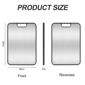 Tabla de cortar de acero inoxidable de doble cara Tabla de cortar de titanio personalizada Snijplank de titanio con mango cómodo - Product Image 2