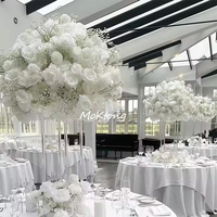 Décoration de mariage en soie artificielle Centres de table de mariage rose Boules de fleurs blanches