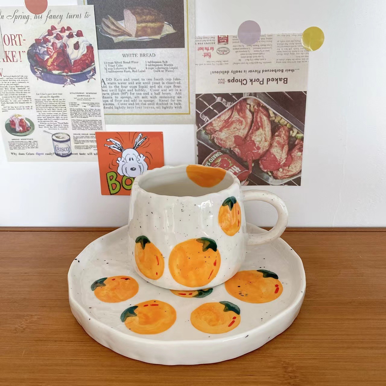 Tasse et assiette kaki