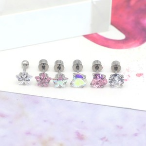 Boucles d'oreilles en acier inoxydable en forme de cœur, 0,8 mm, 6 mm, sertissage à griffes CZ, pour cadeau - Product Image 2