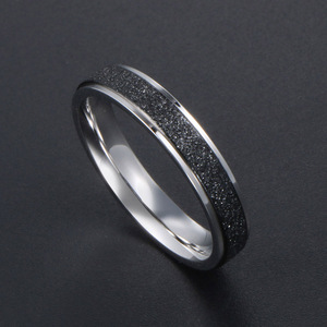 Unisex Black Frosted <b>Ring</b> With Pearl Sand Finish For Index Or Pinky Finger Gift Jewelry SA482 - Product Image 2