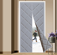 Rideau de porte élégant à motif diamant, isolant thermique, imperméable et insonorisant - Housse de porte temporaire de luxe portable