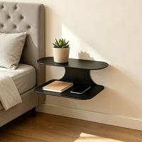 Table de chevet murale flottante moderne et minimaliste à deux niveaux, étanche, avec étagère de rangement pour chambre et salon