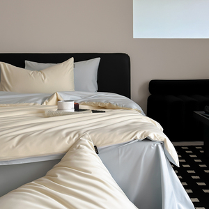 Juego de Ropa de Cama Nórdica de Satén de Algodón de Fibra Larga 100S, 500TC 600TC, Juego de Funda Nórdica <span class=keywords><strong>Bicolor</strong></span>, Juego de Sábanas Tamaño Queen - Product Image 4