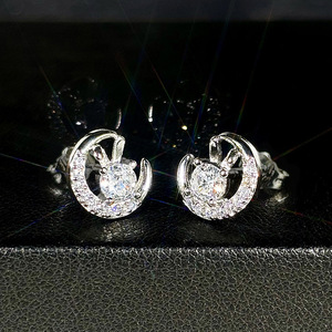 Orecchini a perno con coniglietto, squisiti e adorabili, stile Sweet Moon Lady, gioielli per le orecchie da donna e ragazza, per uso quotidiano, outfit casual, accessorio regalo - Product Image 2