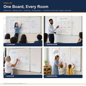 Pizarra Blanca Plegable de Doble Cara para Aula, Tamaño Personalizado, Montaje en <span class=keywords><strong>Pared</strong></span>, Lámina de Acero Magnética Recubierta, OEM, Venta al Por Mayor - Product Image 6