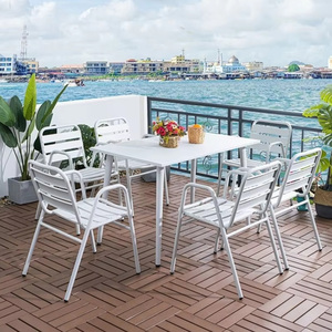 Set di Tavolo e Sedie da Esterno in Alluminio di Alta Qualità, Minimalista, Impermeabile e Resistente al Sole per Caffetterie/Bar - Product Image 3