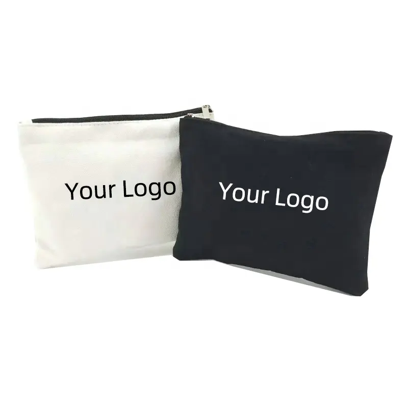 High Quality Custom Size and Print Fashion 23*17cm 12oz 100% Cotton Canvas Cosmetic Bag with Zipper