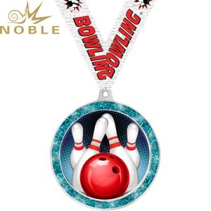 Medalla de bolos noble con premio de torneo deportivo con cinta impresa de bolos - Product Image 1