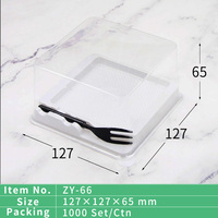Boîte d'emballage de cuisson transparente jetable de qualité alimentaire Boîte à gâteau carrée personnalisée Conteneur avec fourchette pour le stockage de la pâtisserie et du dessert