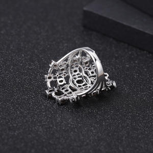 Anillo de Plata 925 con Incrustaciones de Piedras Preciosas y Cristales, Serie Vintage, Alta Elegancia, Venta Directa de Fábrica, Disponible - Product Image 4