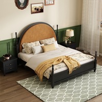 Lit en bois massif réglable de style français vintage américain pour la chambre principale, haut de gamme et élégant, taille Queen/King