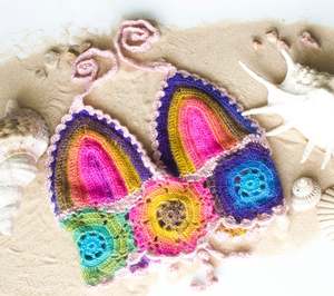 Crochet <b>Crop</b> <b>Top</b> in <b>Rainbow</b> Colors Unique Handmade Collection - Product Image 1