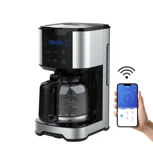 カフェストア用ブラックコーヒータッチスクリーン電気ドリップ12カップスマートWifiビッグドリップコーヒーマシン