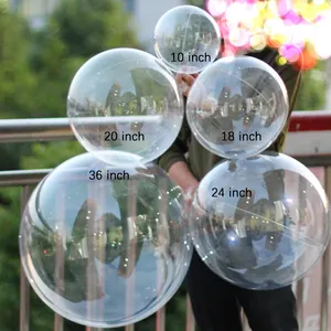 Bln atacado de balão bolha 10/18/24 polegadas, balão elástico boca larga impressão pvc/tpu transparente bobo balão globo burbuja