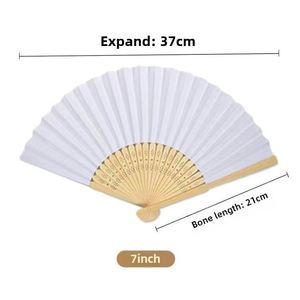 Abanicos Plegables Blancos al por Mayor para Niños, Papel en Blanco para Graffiti, Caligrafía y Pintura para Jardín de Infantes, Abanico de Mano para Prácticas - Product Image 5