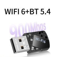 Adapter USB WiFi 6 BT 5.4 AX900 Berkualitas Tinggi Dual Band 900Mbps Dongle Mini USB 2in1 Eksternal Penerima WiFi Nirkabel Tersedia