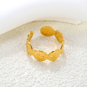 European Style Open <b>Ring</b> For Women 18K Gold Plated Floral Pattern Elegant Design Gift Jewelry - Product Image 2