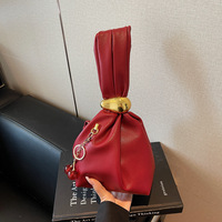 Sac seau mini pour femme en cuir PU avec pochette cerise, sac à bandoulière pour femme pour soirée et mariage