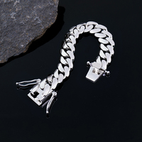 Bracelet chaîne cubaine Miami en argent 925 plaqué or 18 carats, sans diamants, pour homme, style hip-hop, 14 mm ou 18 mm, bijoux fins sur mesure