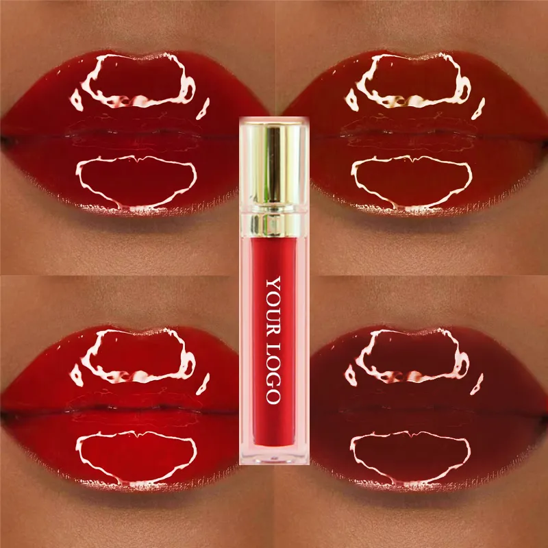 Nueva llegada cosméticos proveedores 47 colores rosa brillo de labios líquido vegano brillante labio glaseado con su propio logotipo
