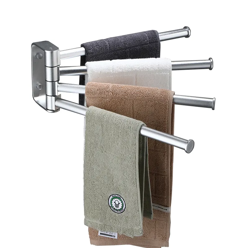 Aluminum Alloy Rotatable Towel Bar with 4 Bars Swing Arm Towel Rail Rotatable Towel Holder
