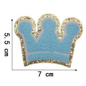Yeni varış demir altın Glitter kenar renkli kendinden yapışkanlı nakış şönil taç yamalar giysi Diy aksesuarları için - Product Image 6
