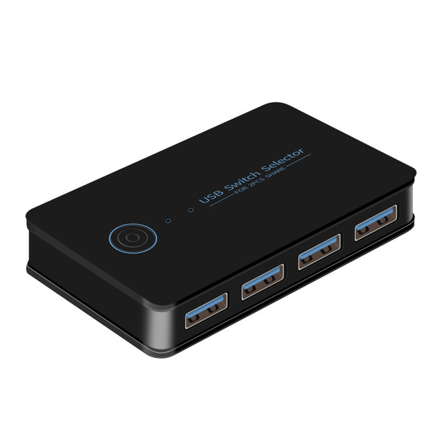 USB 3.0 Peripheral Switcher Box Hub for 2 PCs Sharing 4 Devices-Switches Mouse Keyboard 2 Computers Audio Video Accessories