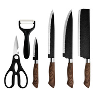 Ensemble de couteaux de boucher professionnels 6 pièces couteau utilitaire en métal de haute précision manche en plastique échantillon gratuit comprend un aiguiseur de couteau sûr