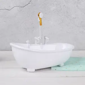 Baignoire de poupée électrique baignoire de salle de bain miniature blanche pour maison de poupée avec pulvérisateur de douche poupées ensemble de jeu de bain pour enfants