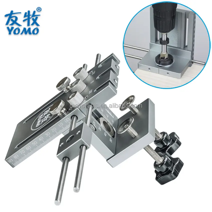 Upgrade Precision 3 In 1 Dowelling Jig Wood Hole Drilling Guide Woodworking Tool Kit With 600 mm Rods and Auxiliary Board