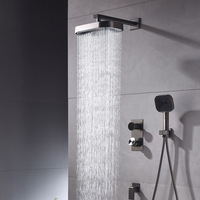 Ensemble de douche thermostatique en laiton dissimulé avec cartouche céramique, finition brossée, pour usage domestique et hôtelier, installation murale