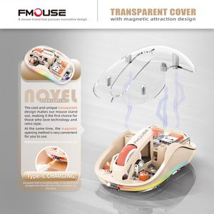 เมาส์ไร้สายแบบ Dual Mode รองรับบลูทูธ พร้อมไฟ RGB ชาร์จได้ โปร่งใส สำหรับใช้ที่บ้านและที่ทำงาน - Product Image 4