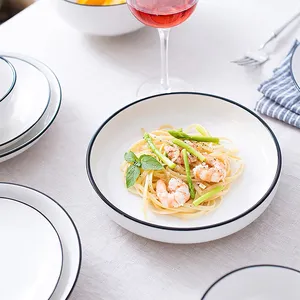 레스토랑 사용 로얄 스타일 도자기 그릇 숟가락 접시 세트 화이트 세라믹 식기 세트 도매 식기