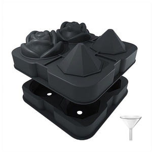 <span class=keywords><strong>4</strong></span> cavités 2.2 pouces 3D Silicone Ice Cube Trays Rose Ice Cube Mold pour Cocktails Juice Whisky <span class=keywords><strong>Bourbon</strong></span> - Product Image 6